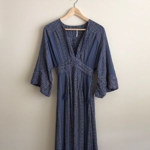 Free People long blue floral boho house dress 0